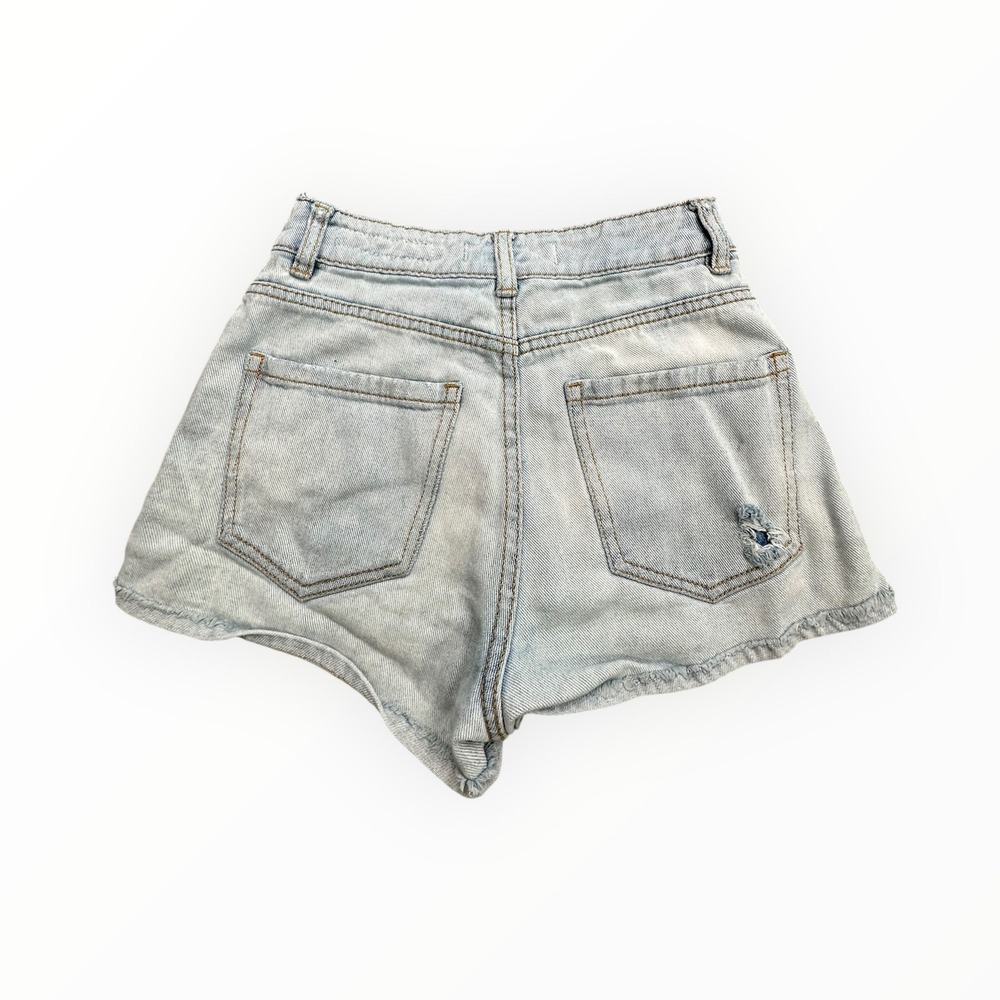 Bullhead Denim Co Shorts Womens 1 Light Wash Mom Short Distressed High Rise 3414 - Picture 2 of 8